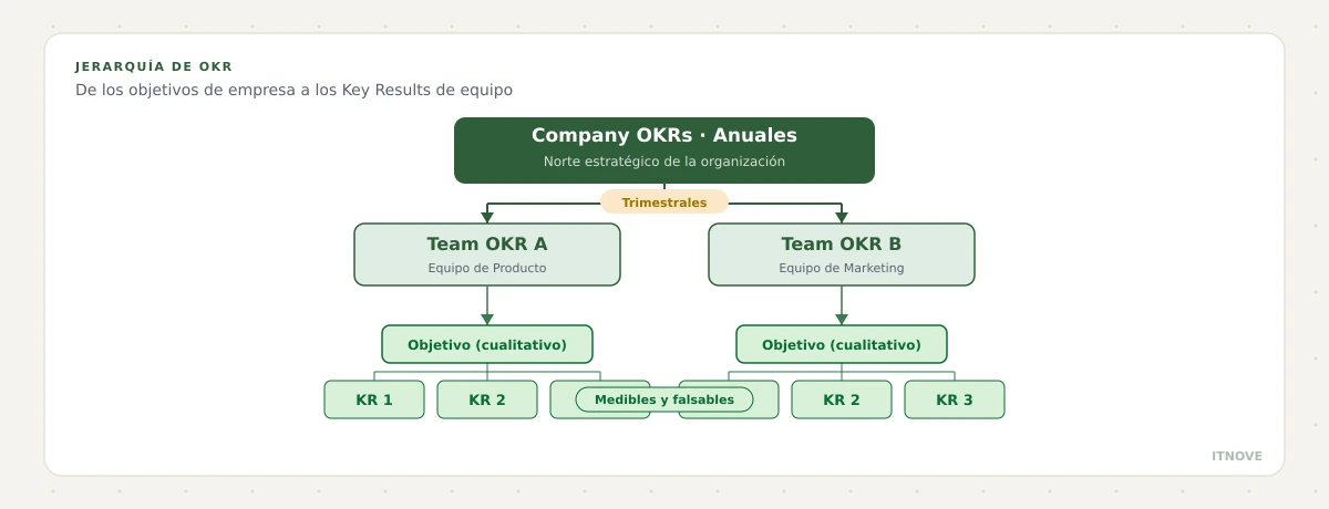 Jerarquía de OKR: de los objetivos de empresa a los de equipo